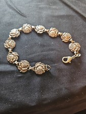 VINTAGE STERLING ROSES BRACELET WITH CATHOLIC RELIGIOUS MEDALS SAINTS 18.grams picture