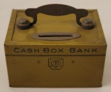 Vintage J Chein & Co Tin Litho Coin Bank Cash Box - No Key picture