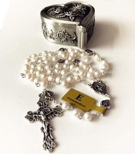 elegantmedical Handmade AAA6MM White Real Pearl Beads Catholic Our Lady Grace... picture
