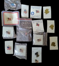 Lot of 15 Vintage Patriotic US Flag Pins Lapel Pins Tie Tacks DARE Piggly Wiggly picture