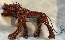 Vint Handmade African Beaded Wire Lion Sculpture South African Folk Art Figurine picture