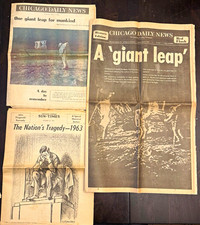 Vintage Chicago Newspaper Lot 1963-1976 Apollo 11 Moon Landing JFK Memorial picture