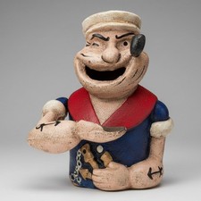 Popeye the Sailor Man Cast Iron Mechanical Coin Bank picture