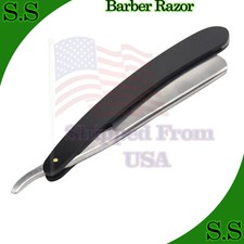 BARBER STRAIGHT CUT THROAT SHAVING RAZOR SHAVE BLACK HANDLE picture