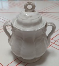 Antique J. & G. Meakin White Ironstone Covered Sugar Bowl w/ Lid 7.5