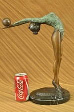 Rare Original Art Deco Sport Gymnast Bronze Sculpture Statue Marble Base Artwork picture