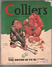 Colliers 4/1/1939-Lawson Wood monkey cover-Sax Rohmer-pulp thrills-VG- picture