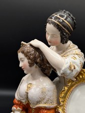 Antique 19th c Russian Miklashevski Porcelain Figurine Inkwell Maiden and a Maid picture