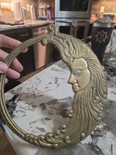 Vintage Brass Man In The Moon Celestial Wall Decor picture