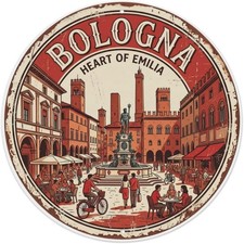 Vintage Travel Historic Bologna Italy Tin Metal Signs Home Décor 8x8 picture