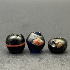 3 Ancient Middle Eastern Roman Glass Bead in good Condition picture