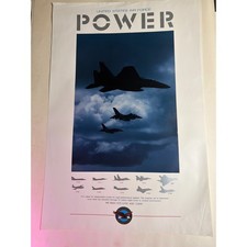 VINTAGE USAF PRATT & WHITNEY JET FIGHTER POSTER UNISEX 30x20 BLUE EXCELLENT picture