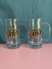 Vintage A &W Rootbeer Glass Mugs Set of 2 Heavy Duty With Logo picture