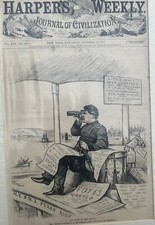 1877 Harper’s Weekly Gen’l McClellan  Runs NJ Gov Campaign  THOMAS NAST ILLUS. picture