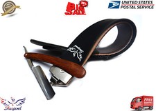 VINTAGE BARBER SALON STRAIGHT CUT THROAT SHAVING RAZOR With Leather strop Belt picture