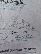 1990 Lockheed Retirement Certificate Samuel J Smyth Signed by Ben Rich JRR29 picture