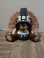 Ceramic Vintage Teddy Bear Turkey, Thanksgiving, Pilgrim, Cottagecore Grannycore picture