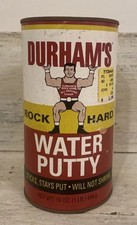 Vintage DURHAM'S Rock Hard Water Putty 16oz Tin and Cardboard Vintage Prop picture
