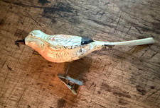 Antique German 1920's Glass clip-on Bird Ornament spun glass tail, ships FREE picture