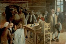Painting, Kentucky Constitution signing, R. G. McRae, old Courthouse, Postcard picture