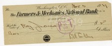1919 Bank Check Farmers Mechanics National Washington DC Georgetown Roy Jones picture