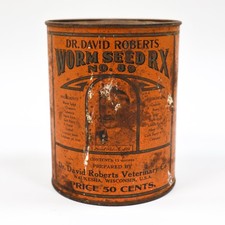 Vintage Dr. David Roberts Worm Seed No 89 Veterinary Tin Waukesha WI Old Antique picture