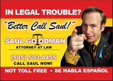 Better Call Saul When You Need Legal Help on a large 3.5” x 2.5” Metal Magnet. picture