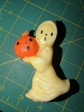 Very Old 1950s 1960s Halloween Candle Ghost Carrying Jack-o-Lantern Unlit picture