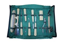 Antique Edwardian Celluloid Travel Vanity Manicure Grooming Set Roll Up Case picture