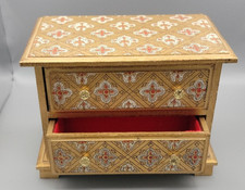 Pristine 60s Vintage Florentine Style Wood Jewelry Box 