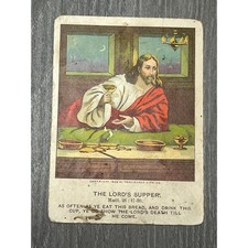 Antique 1898 The Lords Supper Sunday School Card Providence Litho Co Jesus Art picture