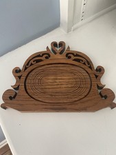 Vintage Wooden Collapsible Basket Trivet Heart Scrollwork Folding Fruit Bowl  picture