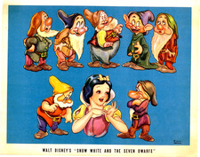 Vintage 1937 Snow White And The Seven Dwarfs Walt Disney Lithograph-SCARCE picture