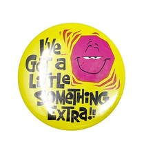 Vintage 1973 Novelty Button Pin Swib Industries Yellow Pink Gag Gift Funny Joke picture