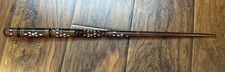 Vtg hand carved wood mother of pearl  pointer, Wand 22