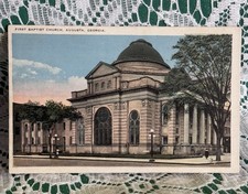 Vintage First Baptist Church Augusta Georgia Linen Postcard Unused Tichnor picture