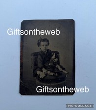 Rare 1880s Victorian Tintype Child Weird Shaped Head Antique Doll Oddity Photo picture