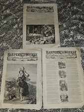 Lot 3 Vintage 1866 Harper's Weekly Newspapers Full  Civil War Era Reconstruction picture