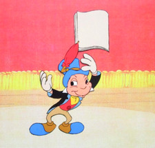 JIMINY CRICKET 1980s WALT DISNEY hat suit ORIGINAL ANIMATION PRODUCTION CEL picture
