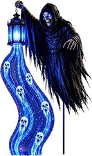 ☠️🎃 Halloween Grim Reaper Solar Garden Lights Glowing Ghost Lantern Yard Decor picture