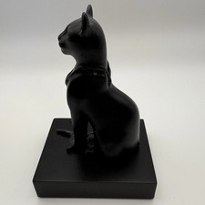 Vintage British Museum Black Egyptian Cat Resin Statue Figurine 4.5'' / 11.5cm picture