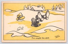 Comics~Man Buries In Snow I Caught the Drift~Vintage Postcard picture