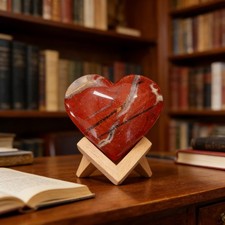 Natural Red Jasper Heart Love Carved Palm Stone Healing Crystal Home Decor picture