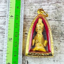 Lersri Hermit Healing Protection Leklai SuWanRaCha Yellow Gold Thai Amulet 18233 picture