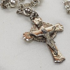 Hayward Sterling Silver Wedding Bell Rosary Sacred Heart Ornate Crucifix Vintage picture