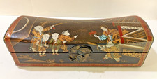 Antique Chinese Wood And leather-bound pillow box (zhentou he) picture