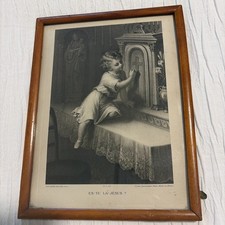 Antique Pl G 22 Es-Tu La Jesus French Gravure Print Framed Paris Boumard Fils picture