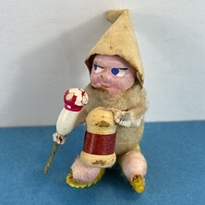1 Vintage 1940 Pre-War Elf Gnome Christmas Mushroom Ornament Putz Japan As Is picture