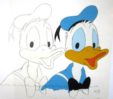 1980's DONALD DUCK WALT DISNEY ORIGINAL PRODUCTION CEL + DRAWING sailor hat picture