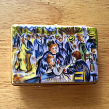 Limoges Hand-Painted Porcelain artist plate #419 Trinket Box Cafe Scene picture